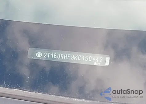 2019 Toyota Corolla Le z USA, uszkodzony, nr VIN 2T1BURHE9KC150442